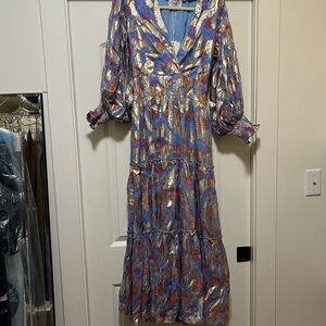 Omika Multicolor Metallic Long Sleeve Dress